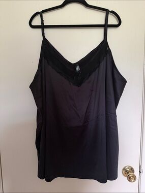 Black Lace-Trim Satin Chemise -  Women Intimates